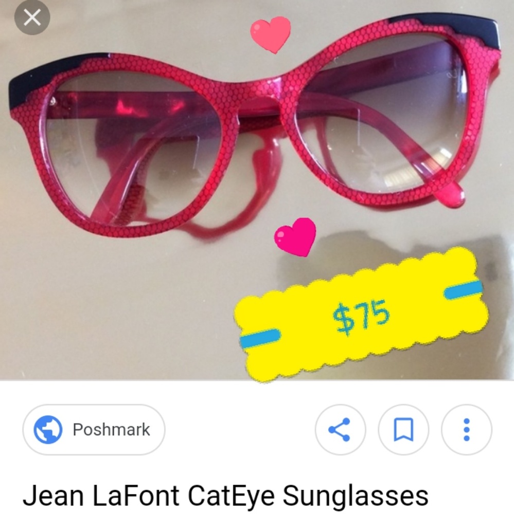 Vintage Jean LaFont Paris red cat eye sunglasses